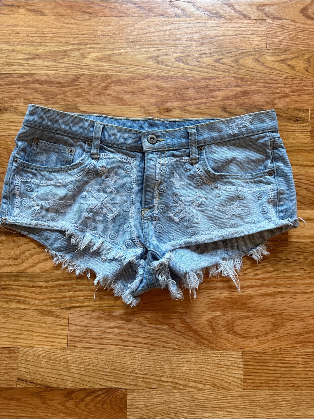 Carmar Light Blue Embroidered Cutoff Denim Shorts